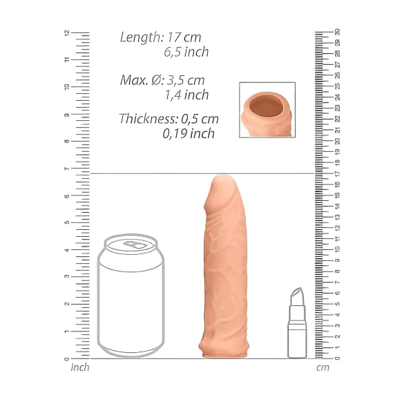 RealRock - penio mova - 17 cm - kūno spalvos