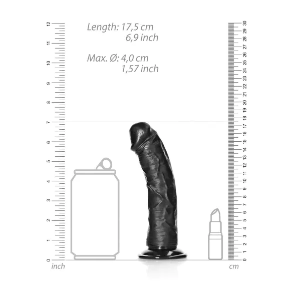 RealRock - tikroviškas dildo su siurbtuku - 15,5 cm - juodas