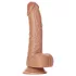 RealRock - dildo su sėklidėmis ir siurbtuku - 15,5 cm - tamsi natūrali spalva