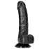 RealRock - dildo su sėklidėmis ir čiulpuku - 15,5 cm (juodas)