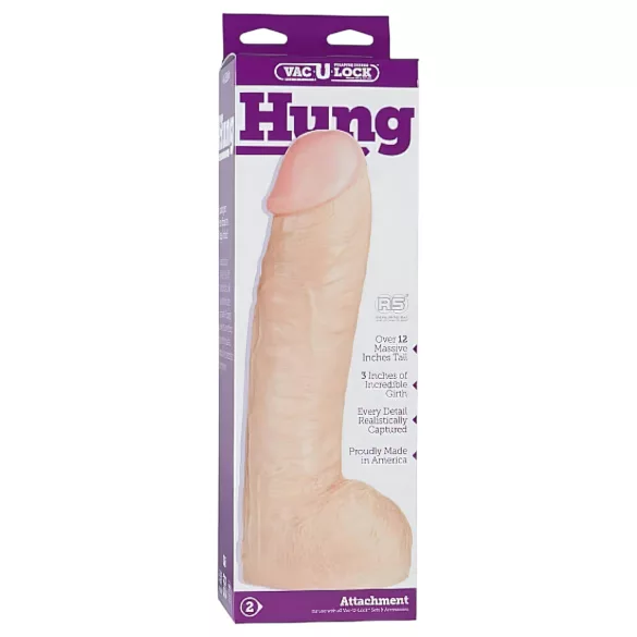 Doc Johnson Vac-U-Lock Hung 12 - realistiškas dildo su sėklidėmis - kūno spalvos