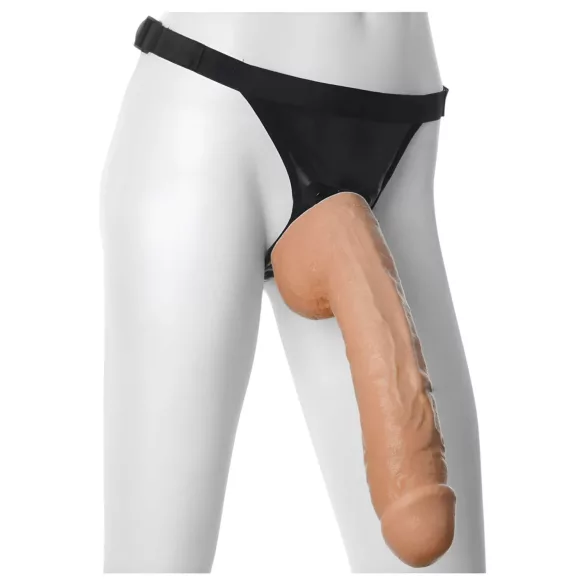 Doc Johnson Vac-U-Lock Hung 12 - realistiškas dildo su sėklidėmis - kūno spalvos