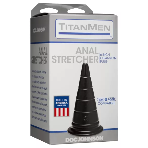 Doc Johnson TitanMen Anal Stretcher - kūginis analinis ištempimo kaištis (juodas) - 15 cm