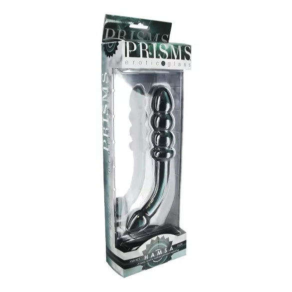 Prisms Hamsa - dvigubas G taško stiklinis dildo - žalias