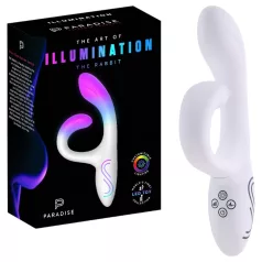   Paradise Illumination - švytintis vibratoriaus modelis su klitorio rankenėle (baltas)