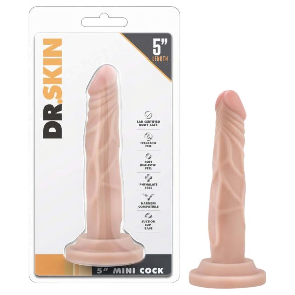Dr. Skin 5 - realistiškas dildo su siurbtuku - kūno spalvos 14,5 cm