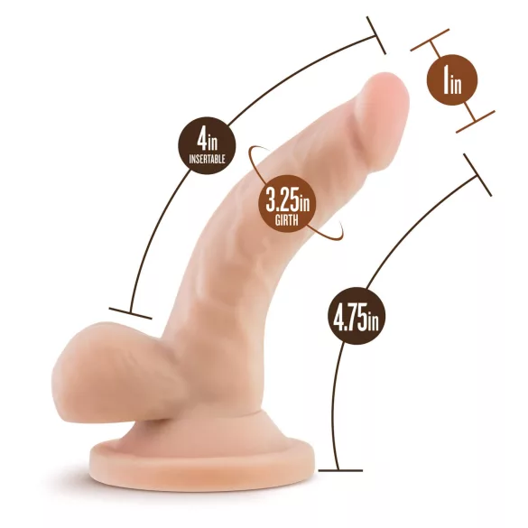 Dr. Skin - dildo su sėklidėmis ir siurbtuku - realistiškas kūno spalvos 12 cm