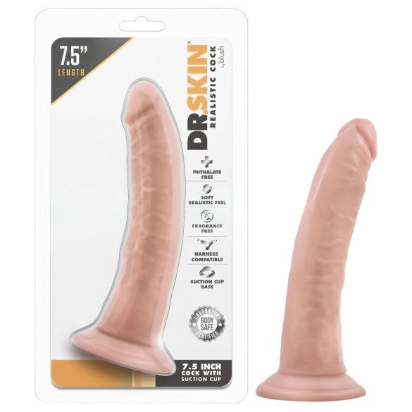 Dr. Skin - tikroviškas dildo su siurbtuku - kūno spalvos 17,5 cm