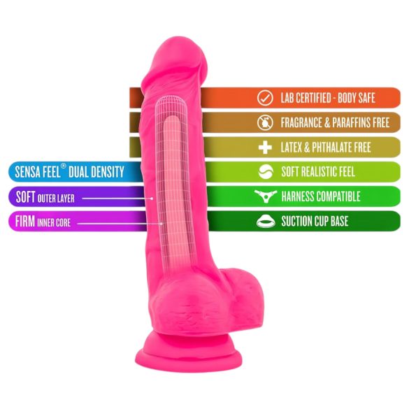 Blush Neo – dildo su siurbtuku, 19 cm (rožinis)
