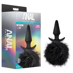   Anal Adventures Platinum - analinis kaištis su triušio uodega - juodas