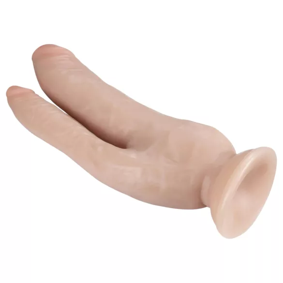 Dr. Skin 8 - dvigubas dildo su siurbtuku - kūno spalvos