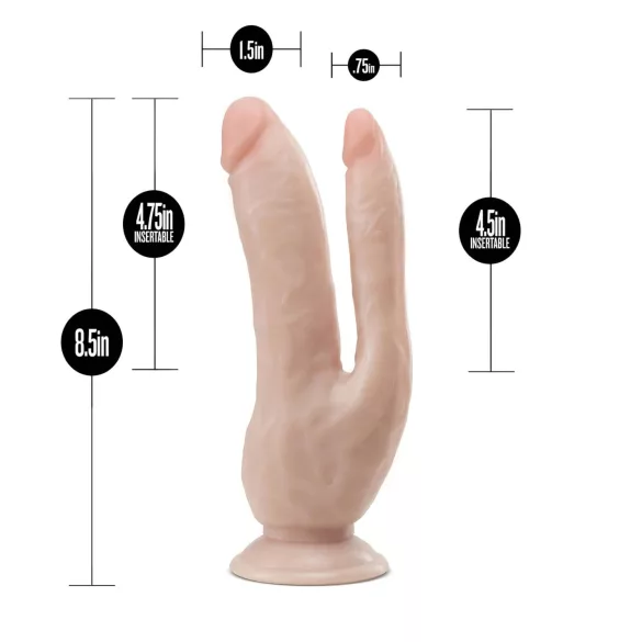 Dr. Skin 8 - dvigubas dildo su siurbtuku - kūno spalvos
