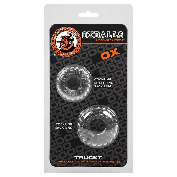 OXBALLS - rievėtas penio žiedų rinkinys - skaidrus