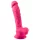Silexd - vibruojantis dildo su siurbtuku ir sėklidėmis - rožinis - su pultu