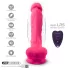 Silexd - vibruojantis dildo su siurbtuku ir sėklidėmis - rožinis - su pultu