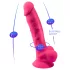 Silexd - vibruojantis dildo su siurbtuku ir sėklidėmis - rožinis - su pultu