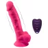 Silexd - vibruojantis dildo su siurbtuku ir sėklidėmis - rožinis - su pultu