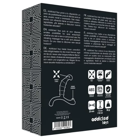 Addicted Toys - prostatos ir tarpvietės masažuoklis (juodas) - 11,3 cm