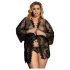 Subblime Queen Plus - moteriškas chalatas su nėriniais - juodas (XL-2XL)