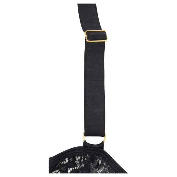 Subblime - raštuotas bodis su satino diržu (juodas)