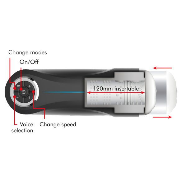 JamyJob - vyriškas masturbatorius - judantis, vibruojantis - juodas