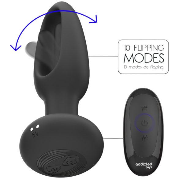 Addicted Toys - analinis vibratorius su judančia liežuviu - juodas