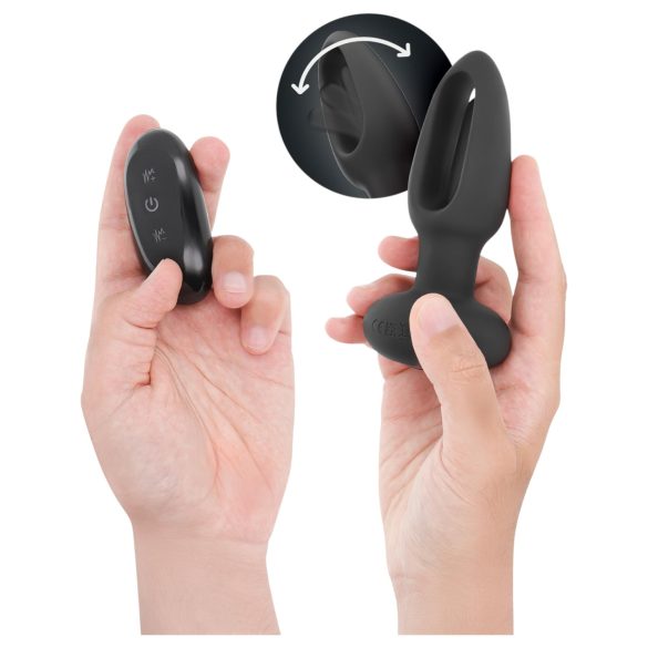 Addicted Toys - analinis vibratorius su judančia liežuviu - juodas