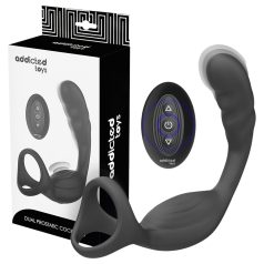   Addicted Toys - analinis vibratorius su penio ir sėklidžių žiedu - juodas
