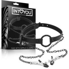 INTOYOU - burnos kaištis su spenelių spaustukais - juodas