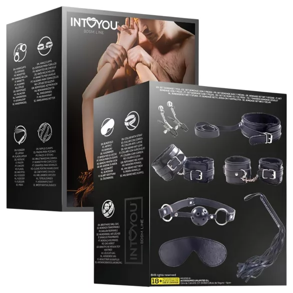 INTOYOU - BDSM rinkinys pradedantiesiems - 7 dalių - juodas