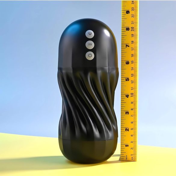 Playboy Solo Stroker - įkraunamas siurbimo masturbatorius (juodas)