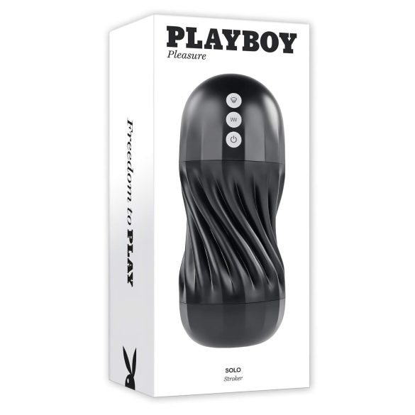 Playboy Solo Stroker - įkraunamas siurbimo masturbatorius (juodas)