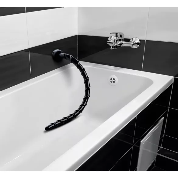 Hosed - analinis dildo - plonas banguotas - juodas - 18 cm