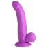 XR Brands POP - su siurbtuku, su sėklidėmis dildo - 19 cm (violetinė)