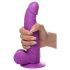 XR Brands POP - su siurbtuku, su sėklidėmis dildo - 19 cm (violetinė)