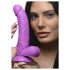 XR Brands POP - su siurbtuku, su sėklidėmis dildo - 19 cm (violetinė)