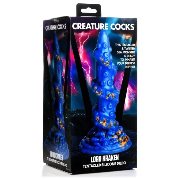 Creature Cocks Kraken - dildo su spiraliniu čiuptuvu - 21 cm - auksinis mėlynas