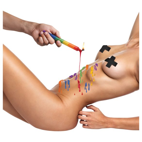 XR Brands - BDSM kūno žvakės rinkinys - vaivorykštės spalvos (3 vnt.)