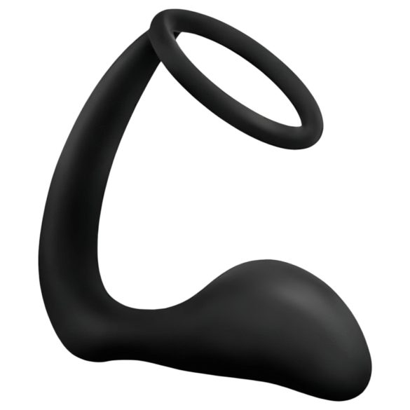 Anal Adventures Platinum - analinis dildo su penio žiedu - juodas