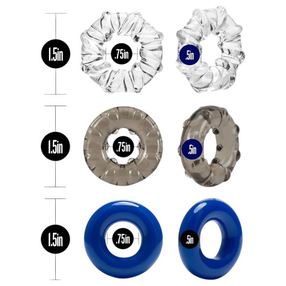 Stay Hard - penio žiedų rinkinys - 3 vnt spalvoti