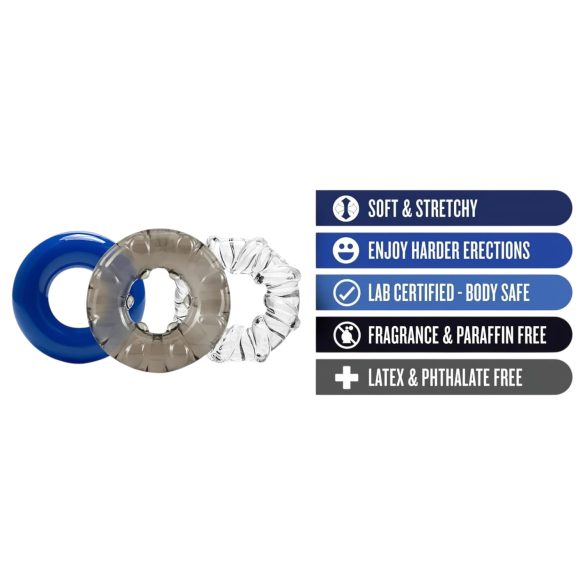 Stay Hard - penio žiedų rinkinys - 3 vnt spalvoti