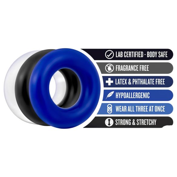 Stay Hard - penio žiedų rinkinys - 3 vnt. - spalvoti