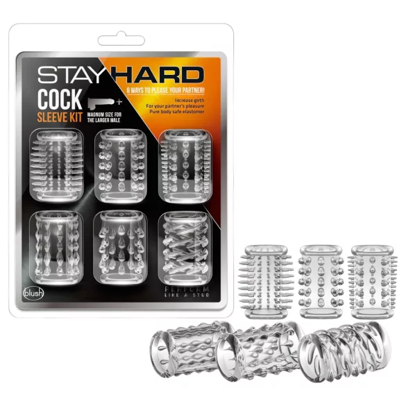 Stay Hard - penio žiedų rinkinys - permatomas - 6 vnt