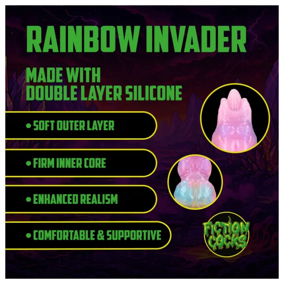 Ouch! Rainbow Invader - silikoninis fantazijos dildo (vaivorykštinis)