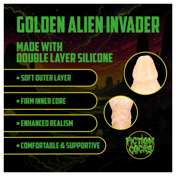 Ouch! Golden Alien Invader - silikoninis fetišo dildo (auksinis)