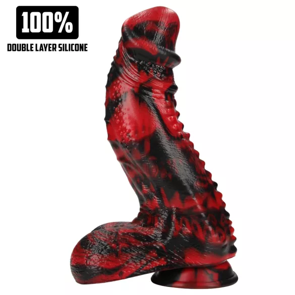 Ouch! Dark Lycan Spawn - silikoninis fantazijos dildis (raudona-juoda)