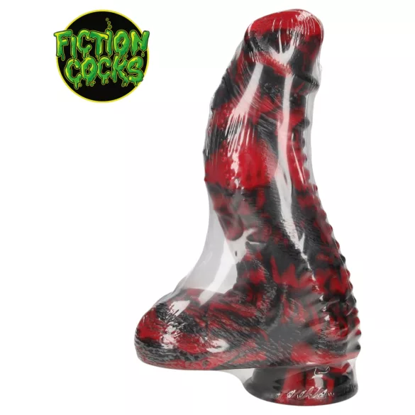 Ouch! Dark Lycan Spawn - silikoninis fantazijos dildis (raudona-juoda)