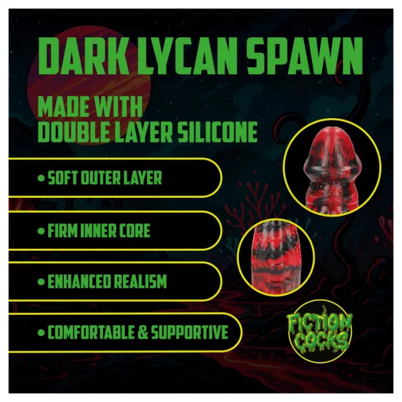 Ouch! Dark Lycan Spawn - silikoninis fantazijos dildis (raudona-juoda)