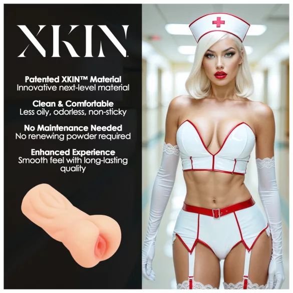 XKIN Tiffany Throatcheck - tikroviška dirbtinė vagina masturbatorius (natūralios spalvos)