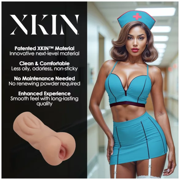 XKIN Naughty Nurse Trixie - realistiška dirbtinė vagina masturbatorius (natūralios spalvos)